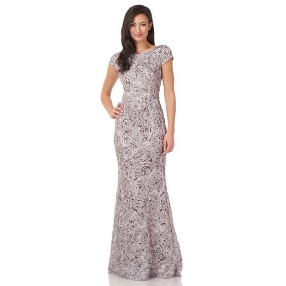 JS Collections Embroidered Lace Short Sleeve Mother of the Bride Gown Sz 8 NWT - Picture 1 of 13